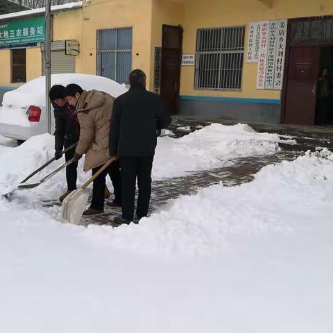 组织大刘村村干部一起为贫困户扫雪铲雪，并清理村内主干道和村广场