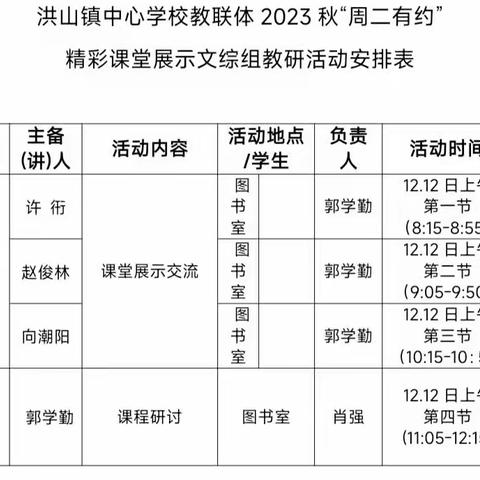 点亮智慧之旅，共绘教育新篇章——洪山镇中心学校2023年秋“周二有约”精彩课堂展示文综组