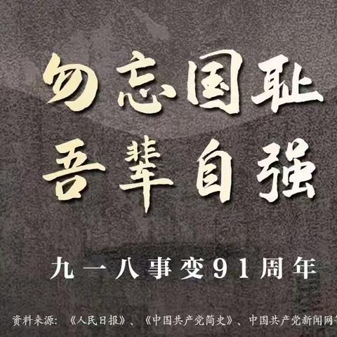 勿忘国耻，吾辈自强—918事变91周年