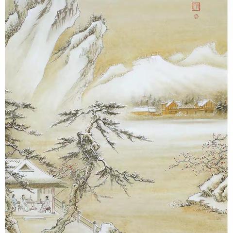 界画寒江---工笔雪景界画《寒岩积雪图》