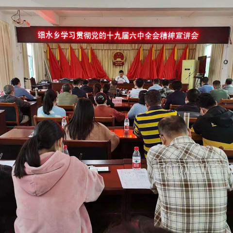 细水乡召开学习贯彻党的十九届六中全会精神宣讲会