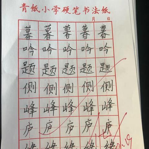 沙县区青纸小学“工整写字 写工整字”四年级1班第二期书法作品展示