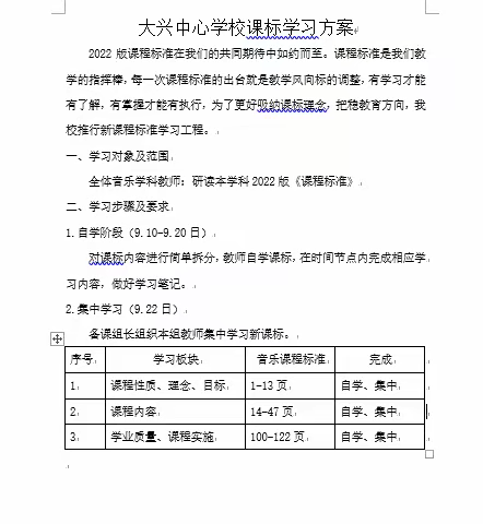 聚焦新课标，启航新征程—大兴中心学校音乐组学习新课标交流研讨纪实