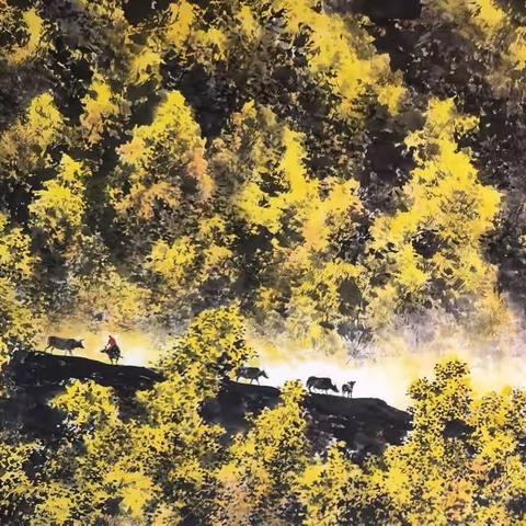 诗配画一《秋林归牧》和《秦楼月·秋山媚》