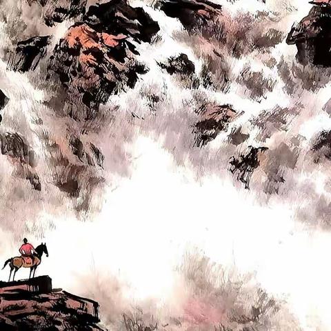 诗配画一《河声撼天》和《五言排律·黄河壶口》