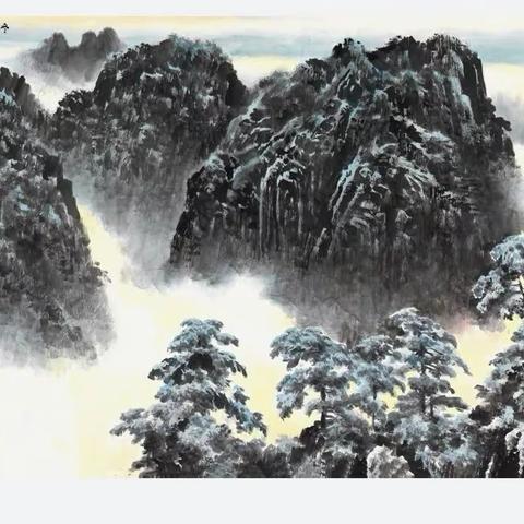 诗配画一一《冬雪著云松》和《五律·雪后登黄山》