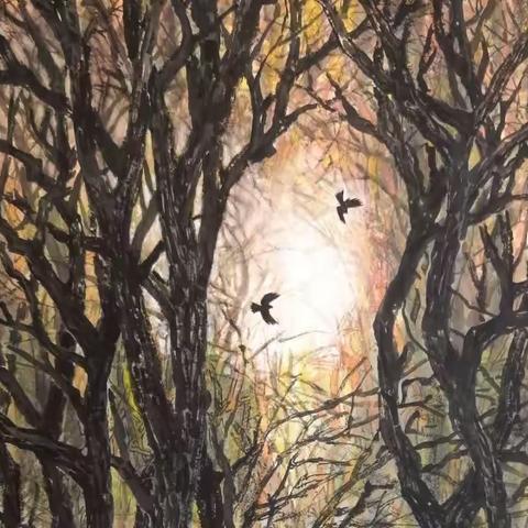 诗配画一《春林双禽》诗与画