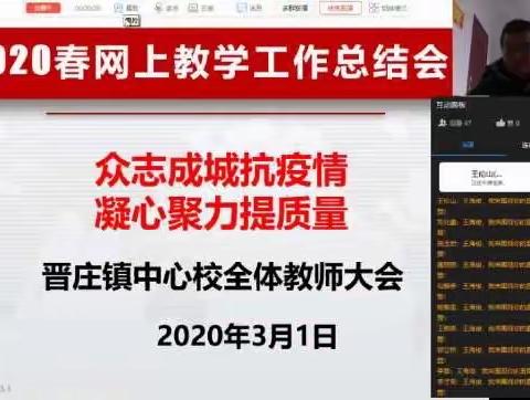 众志成城抗疫情，凝心聚力提质量——晋庄镇中心校召开2020春网上教学总结会