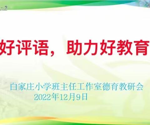 好评语，助力好教育——白小本部南校班主任工作室德育教研会