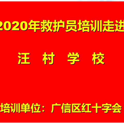 增强防灾避险意识 提高自救互救能力——汪村学校开展救护员培训