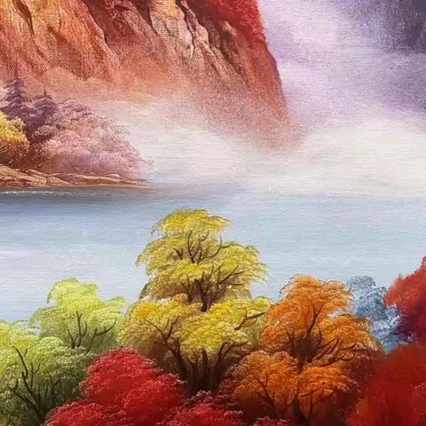 火红的山水画
