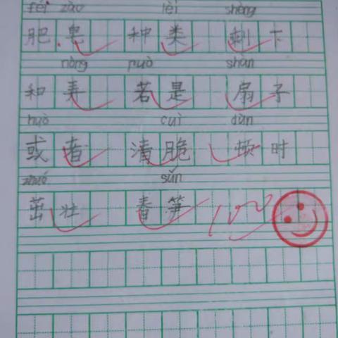 今天有23个孩子听写得又对又好，奖励一张笑脸！