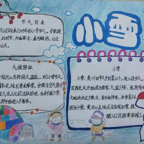 濮阳市油田第六小学四年级一班——小雪节气手抄报