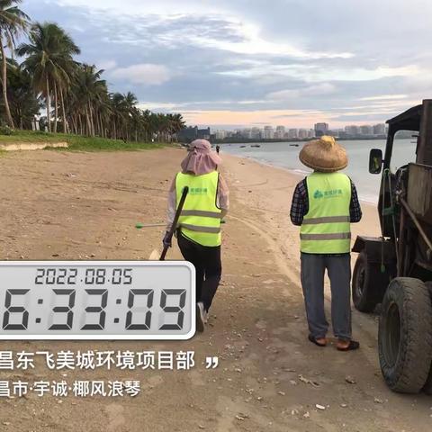 文昌东飞美城对沙滩海岸线进行清理整治