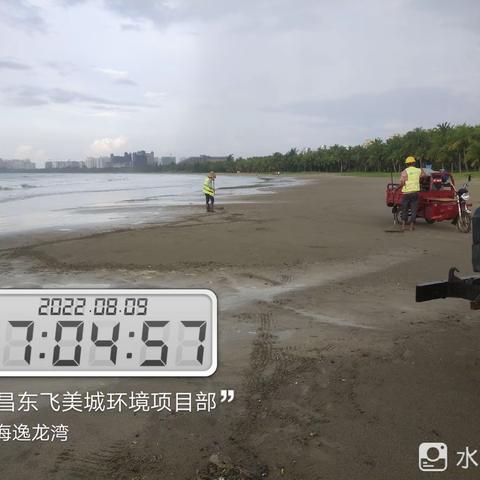 文昌东飞美城对沙滩海岸线进行清理整治