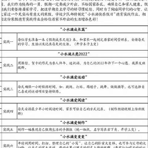 平安寒假 “虎”力全开——山阳县城区第四小学三二班德育实践作业