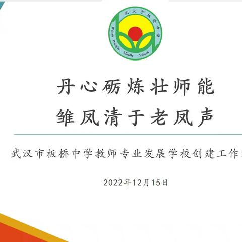 丹心砺炼壮师能，雏凤清于老凤声 ——武汉市板桥中学教师专业发展学校创建评估工作