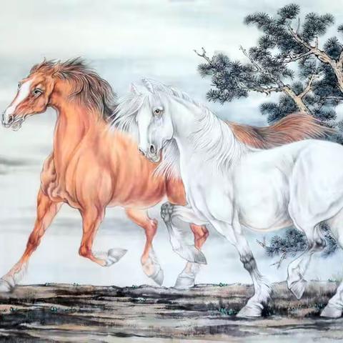 前程似锦，尺寸：138cmX69cm四尺生宣，画法工兼写