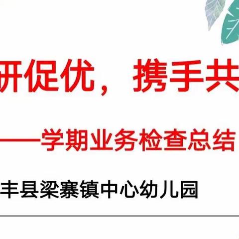 以研促优，携手共进—丰县梁寨镇中心幼儿园业务检查总结