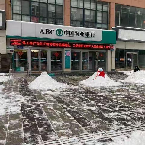 农行老鸦陈支行：天寒地冻人心暖，齐心铲雪保平安