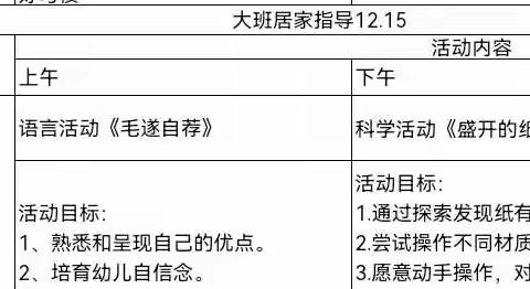 “荷润童心，爱育童年”东城街道中心幼儿园大班幼儿居家生活指导