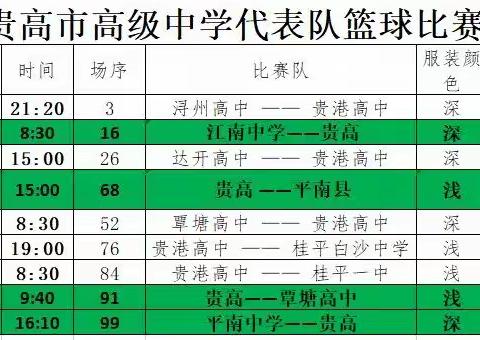 贵港市第四届中学生篮球赛