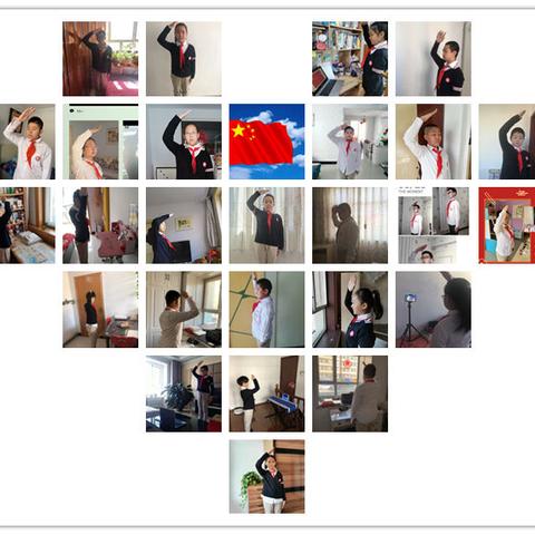 （宝善街小学   校园时讯）云端升旗，共战疫情——别样的爱国情怀                            五二班升旗仪式