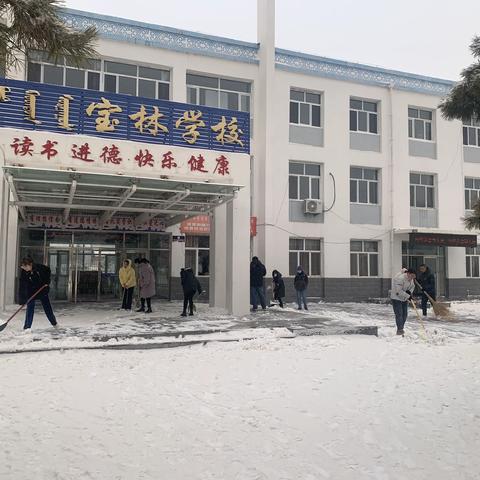 除雪扫雪 情暖校园——大林宝林学校除雪进行时