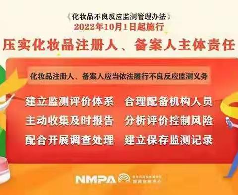 《化妆品不良反应监测管理办法》2022年10月1日起施行