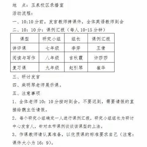 “以研促教谋发展 以教促研强团队”——济水一中英语组2021年冬学段不同课型教学切片研究成果展示