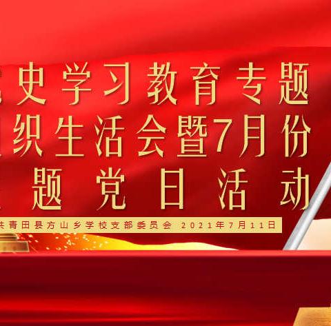 方山乡校党支部召开党史学习教育专题组织生活会暨“党史百年 学史力行”七月份主题党日活动