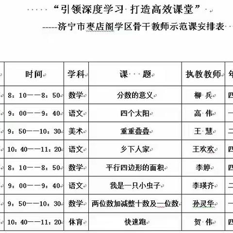 引领深度学习  打造高效课堂——济宁市枣店阁学区开展骨干教师示范课活动