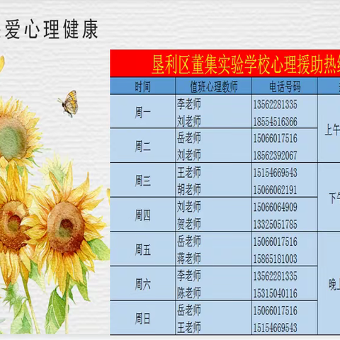 垦利区董集实验学校心理热线“抗疫应急心理服务”