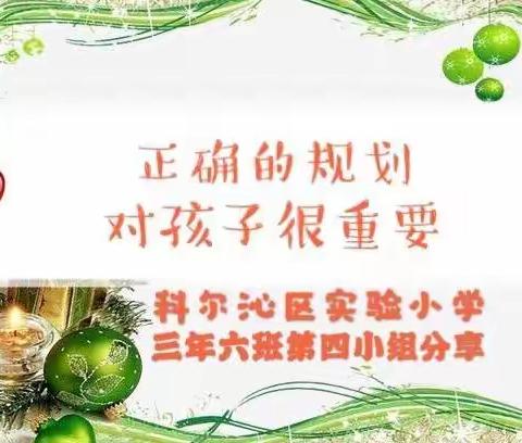 《正确的规划对孩子很重要》通辽市科尔沁区实验小学三年六班第四小组分享