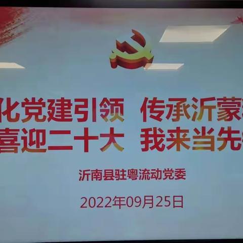 沂南县驻粤流动党委组织开展“喜迎二十大，我来当先锋”主题党日活动。