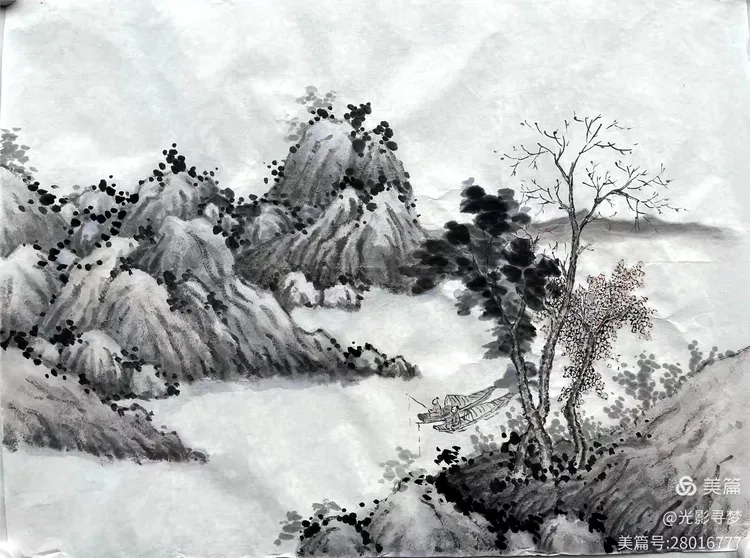图片[9]-绘墨韵山水 迎灵蛇新春一一2024孙洪山水画练习回顾-华闻时空