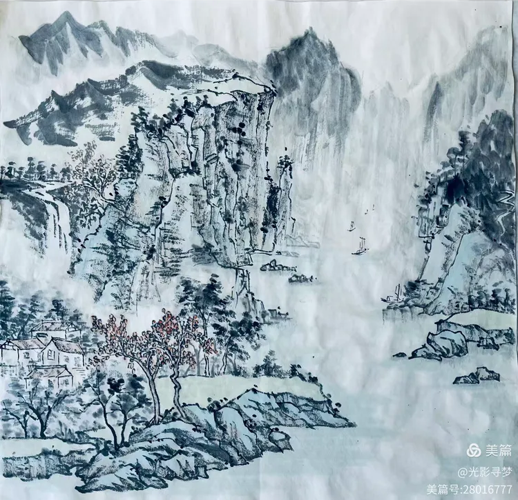 图片[12]-绘墨韵山水 迎灵蛇新春一一2024孙洪山水画练习回顾-华闻时空