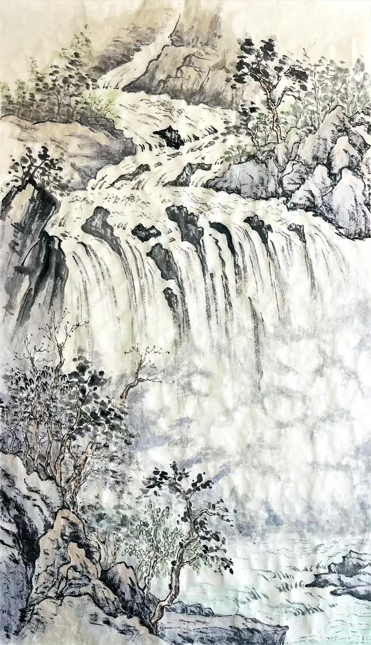 图片[5]-绘墨韵山水 迎灵蛇新春一一2024孙洪山水画练习回顾-华闻时空