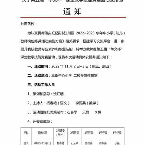 赛技能 砺成长 绽芳华——三街中心小学开展第五届“萃文杯”课堂教学技能竞赛活动