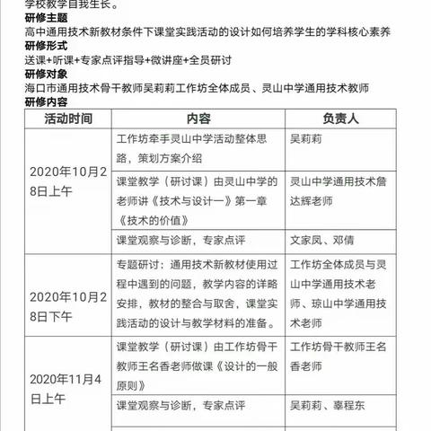 海口市通用技术骨干教师吴莉莉工作坊 牵手系列—灵山中学研修活动二
