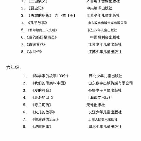 快乐暑假，阅读相伴——路庄小学暑假阅读推荐