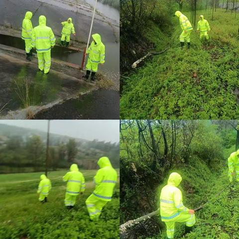 雨中坚守 雨中巡查 筑牢安全防线