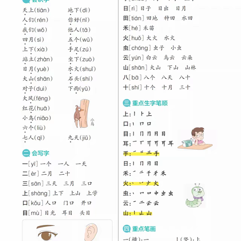 一年级语文第一学期核心知识梳理