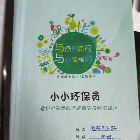 白塔岭小学二年级四班暑假实践作业。