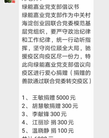 献爱心　作表率　共克时艰 ――绿能嘉业党支部上交特殊党费援助疫区