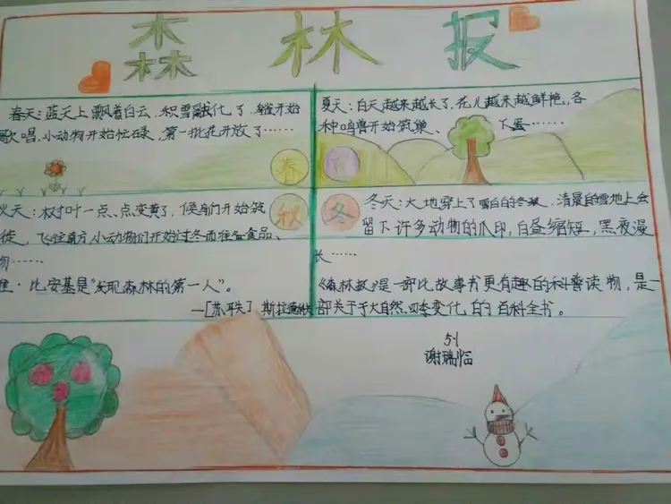 《森林报》,师生共读,看我们制作的精美手抄报