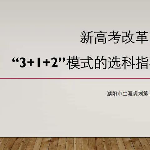 新高考改革下的选科指导（二）——濮阳市生涯规划第二次研讨交流会