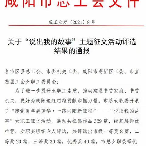 “说出我的故事”主题征文获奖喜报