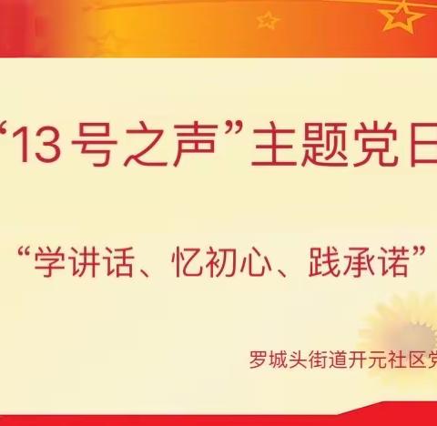 邯山区罗城头街道开元社区党支部开展“学讲话•忆初心•践承诺”主题党日活动