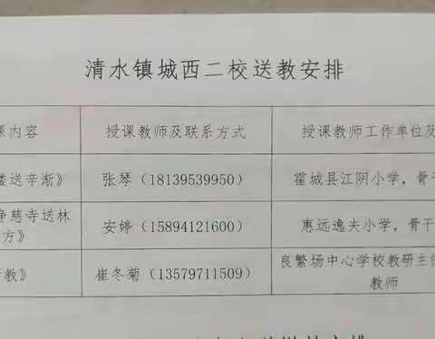 党史引领促发展——送教下乡暖人心 示范引领课堂同进步--清水城西小学